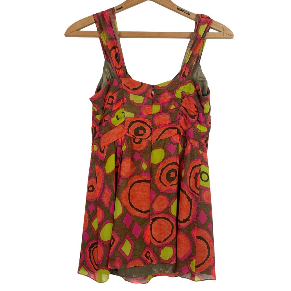 Vintage Nanette Lepore Women Silk Top 2 Babydoll Artsy Abstract Date Night Fairy - Picture 6 of 9